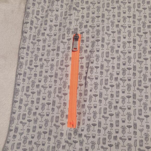 Birdie Bound Golf Pullover Mens XL Gray Cocktail Print 1/4 Zip Pockets Stretch - Picture 2 of 11